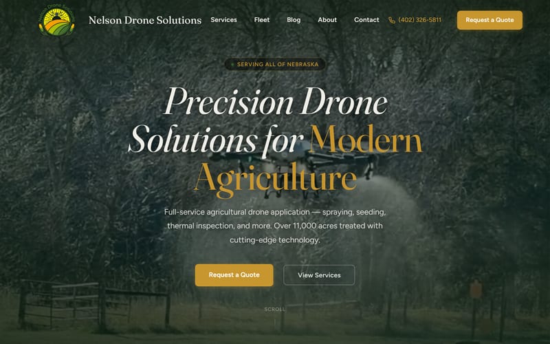 Nelson Drone Solutions website built by Wallman Solutions