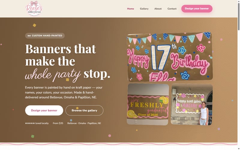 Reese’s Banner Boutique website built by Wallman Solutions